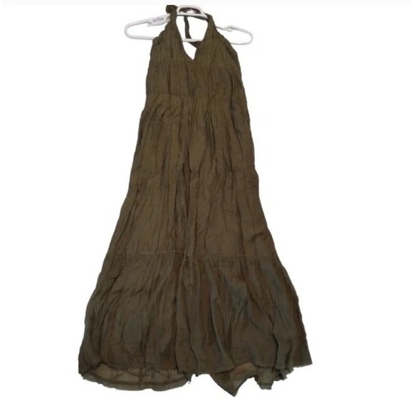 Free People Women's XS Frankie Pintuck Maxi gauze western Dress in olive  Boho - mordernwear.com